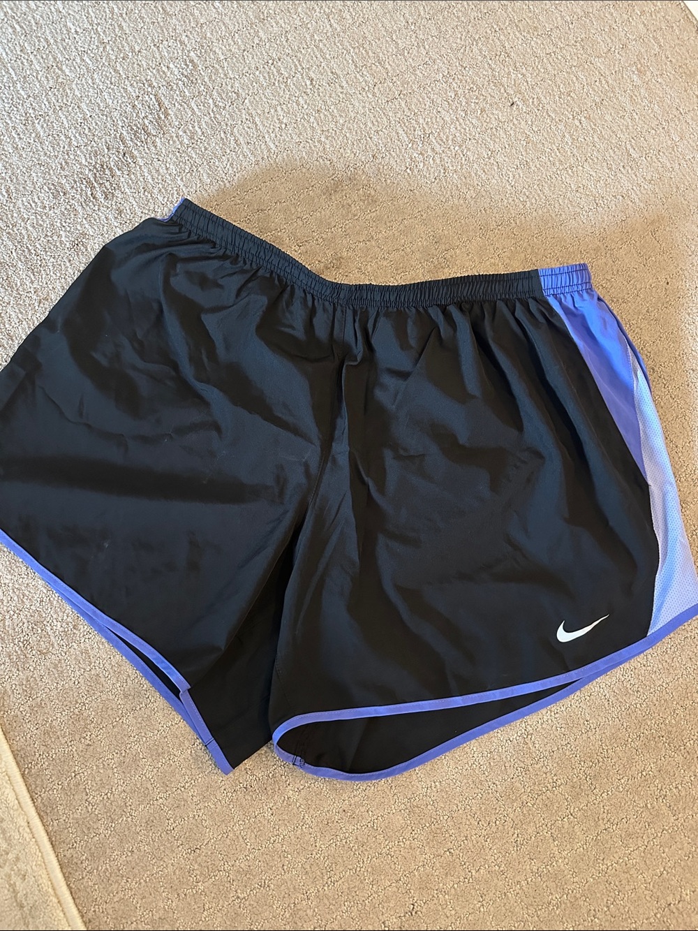Nike Women's Black Shorts with Purple Trim